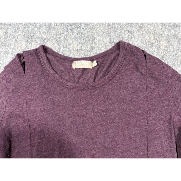 Nation LTD Womens Purple Crew Long Sleeve Pullover Cropped Shirt Top Sz M - Picture 4 of 9